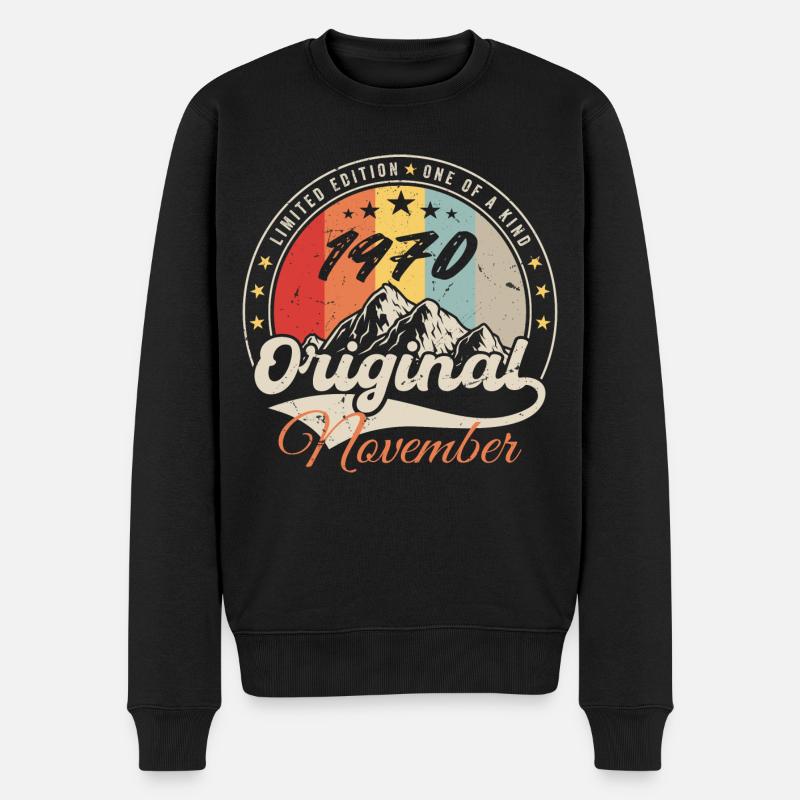Geburtstagsgeschenk, Jahrgang Geboren November 1970 - Männer Premium Bio Pullover - Schwarz