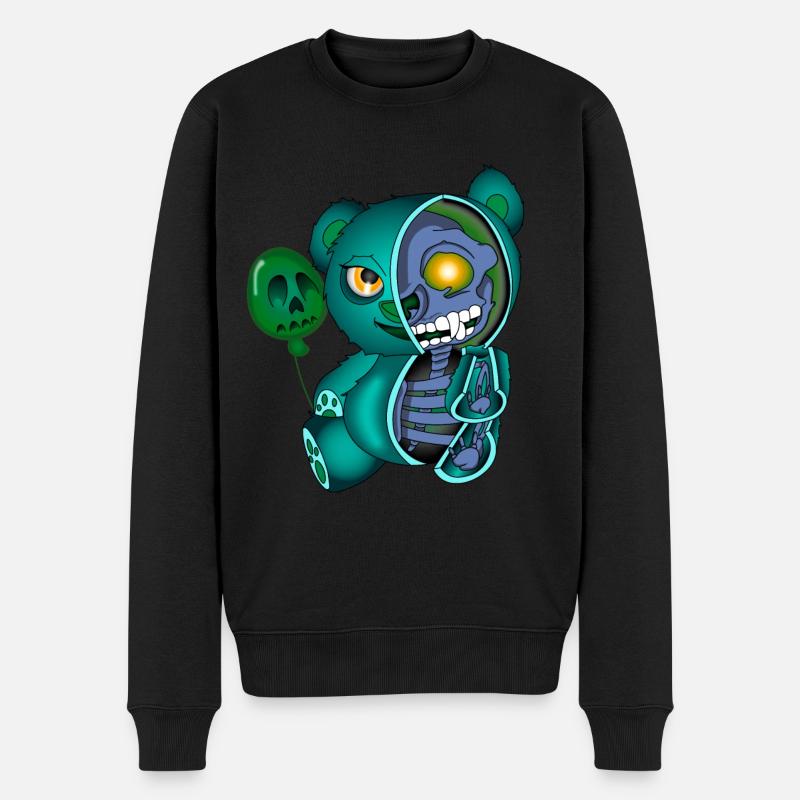 Skull Teddybär Skelett Halloween Geschenkidee - Männer Premium Bio Pullover - Schwarz