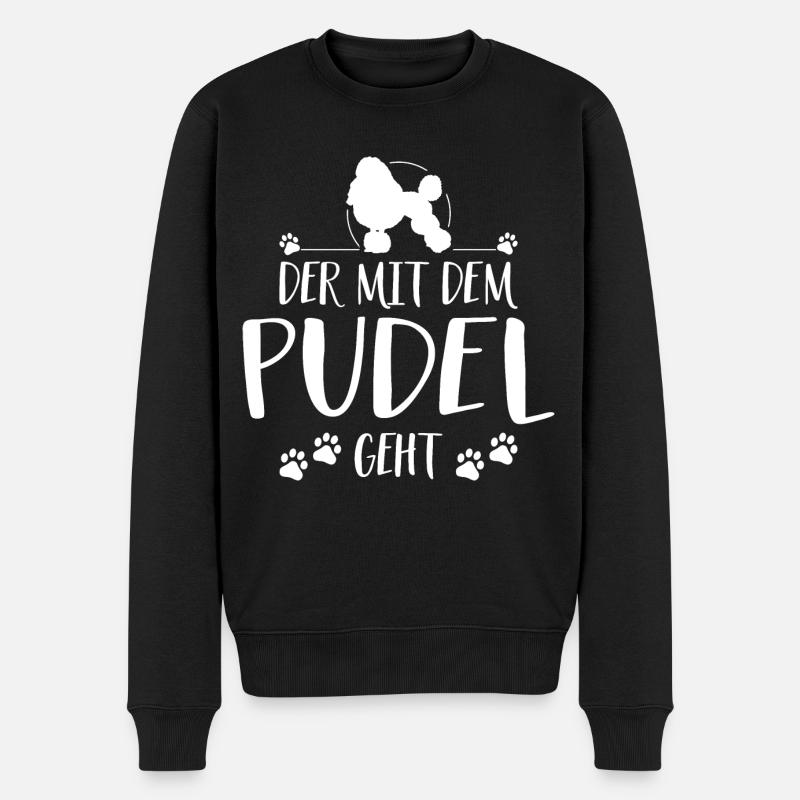 DER MIT PUDEL GEHT Hunde Spruch Hund Wilsigns - Männer Premium Bio Pullover - Schwarz