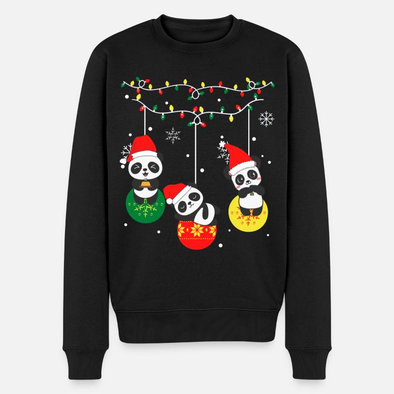 Panda Noël - Pull Premium bio Homme - noir