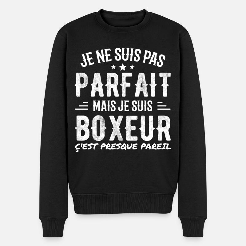 Nicht perfekt, aber Boxer - Männer Premium Bio Pullover - Schwarz