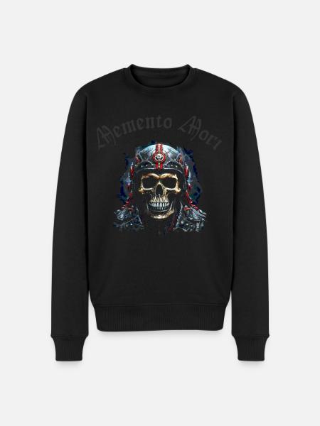 Skull Biker Memento Mori - Männer Premium Bio Pullover - Schwarz