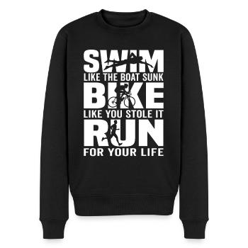 Triathlon Geschenk Triathlon Triathlon Triathlet - Männer Premium Bio Pullover - Schwarz - Vorne - Nico (187cm)