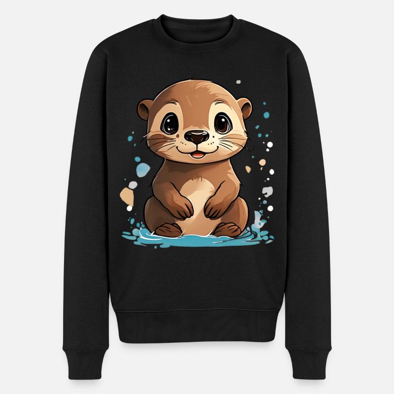Baby Otter - Männer Premium Bio Pullover - Schwarz