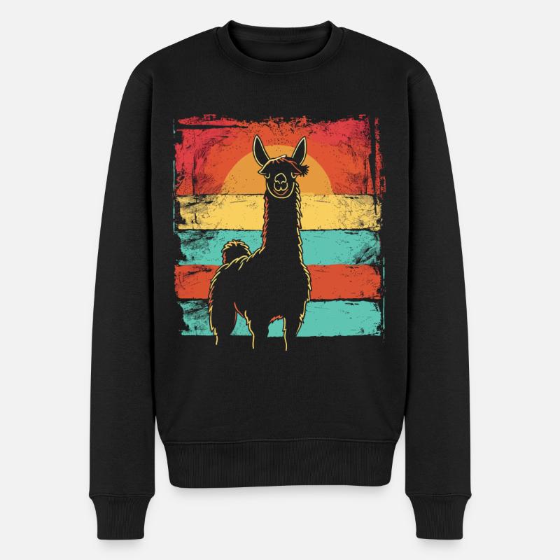 Lama Alpaka Vintage - Männer Premium Bio Pullover - Schwarz
