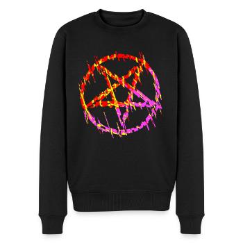 Farbenfrohes Pentagramm - Männer Premium Bio Pullover - Schwarz - Vorne - Nico (187cm)