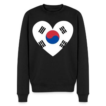 Südkorea Flaggenherz - Männer Premium Bio Pullover - Schwarz - Vorne - Nico (187cm)