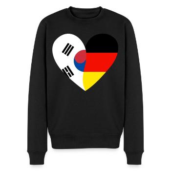 South Korea Germany Texture Flaggenherz - Männer Premium Bio Pullover - Schwarz - Vorne - Nico (187cm)