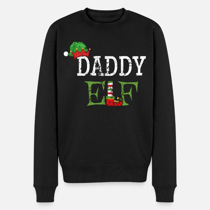 Daddy Elf - Papa der Weihnachts-Elf - Männer Premium Bio Pullover - Schwarz