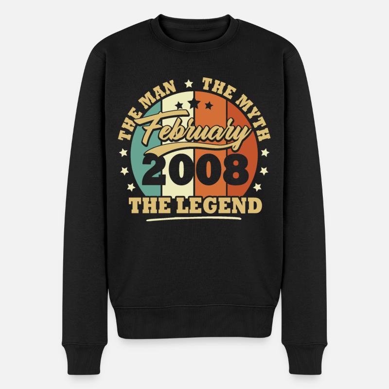 Februar 2008, 15 Jahre alt Geburtstagsjungen und -mädchen - Männer Premium Bio Pullover - Schwarz