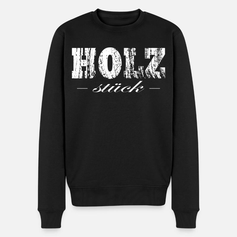 Holzstück Holz Holzfäller - Männer Premium Bio Pullover - Schwarz