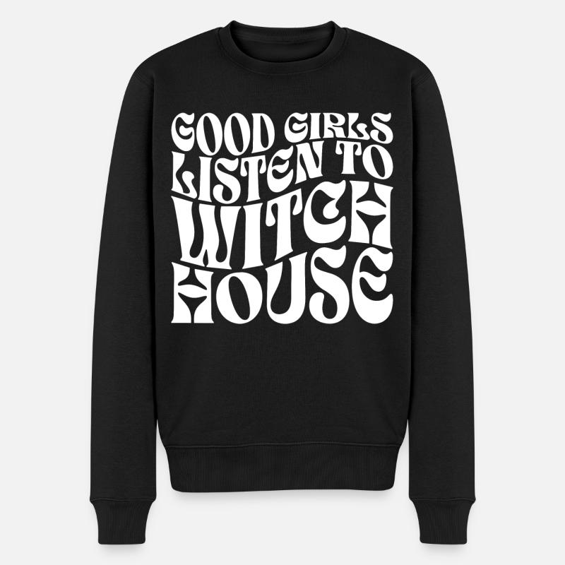 Mädchen hören Hexenhausmusik - Männer Premium Bio Pullover - Schwarz