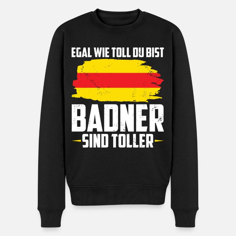 Badische Flagge | Badisch Baden Badener Geschenke - Männer Premium Bio Pullover - Schwarz
