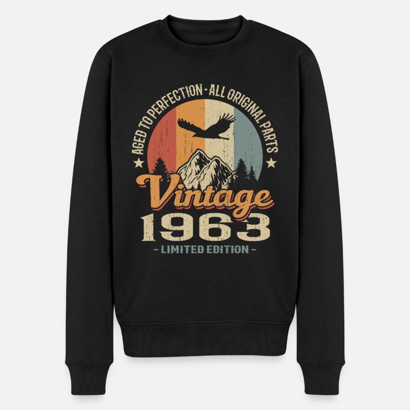 Vintage Retro Jahrgang 1963 Original - Männer Premium Bio Pullover - Schwarz
