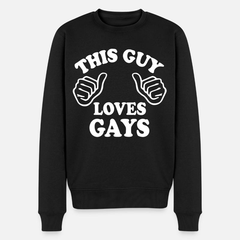 This guy loves gays - Männer Premium Bio Pullover - Schwarz