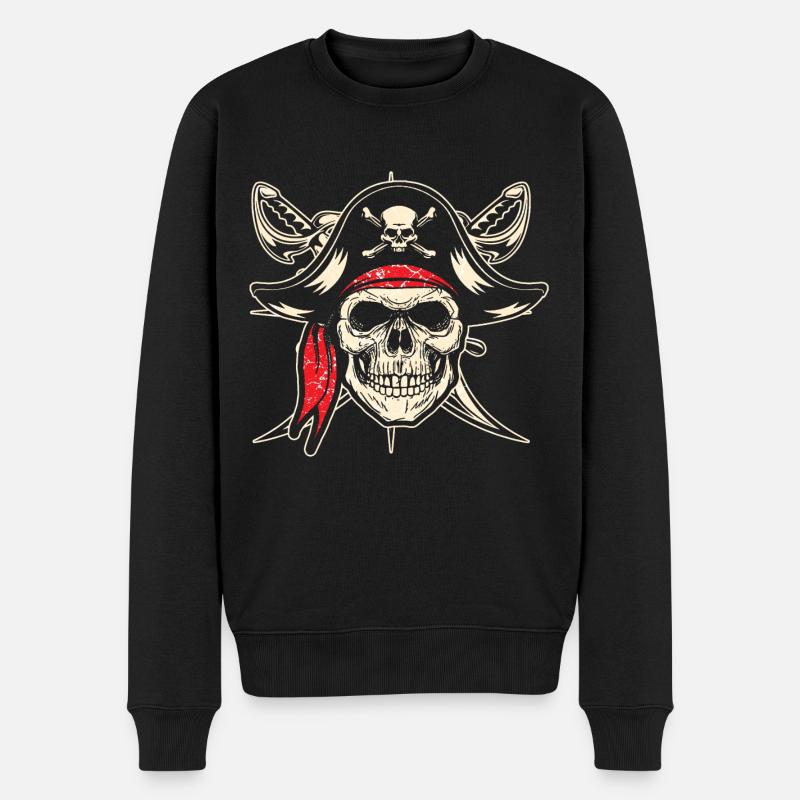 Pirat Kapitän Schiff Karibik Totenkopf Skull - Männer Premium Bio Pullover - Schwarz