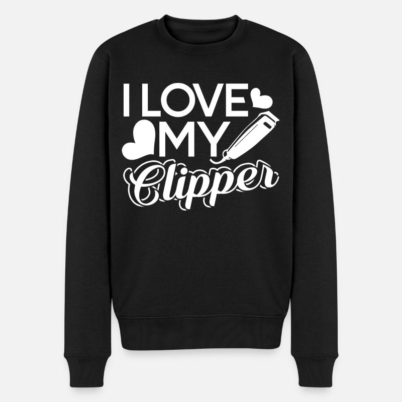 Barber I Love My Clipper - Männer Premium Bio Pullover - Schwarz