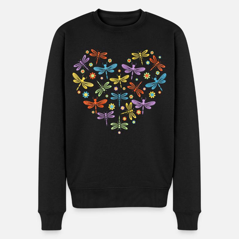 Motiv Coeur Femme Adore Libellule - Männer Premium Bio Pullover - Schwarz