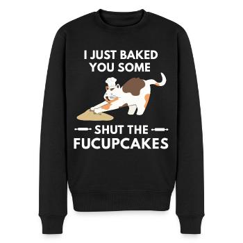 Vous a cuit un peu fermé le Fucupcakes Cat Dicton - Pull Premium bio Homme - noir - Devant - Nico (187cm)