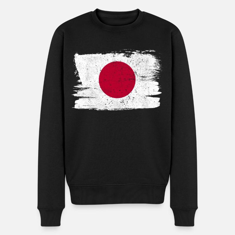 Japan Flagge Japan Vintage Sun - Männer Premium Bio Pullover - Schwarz