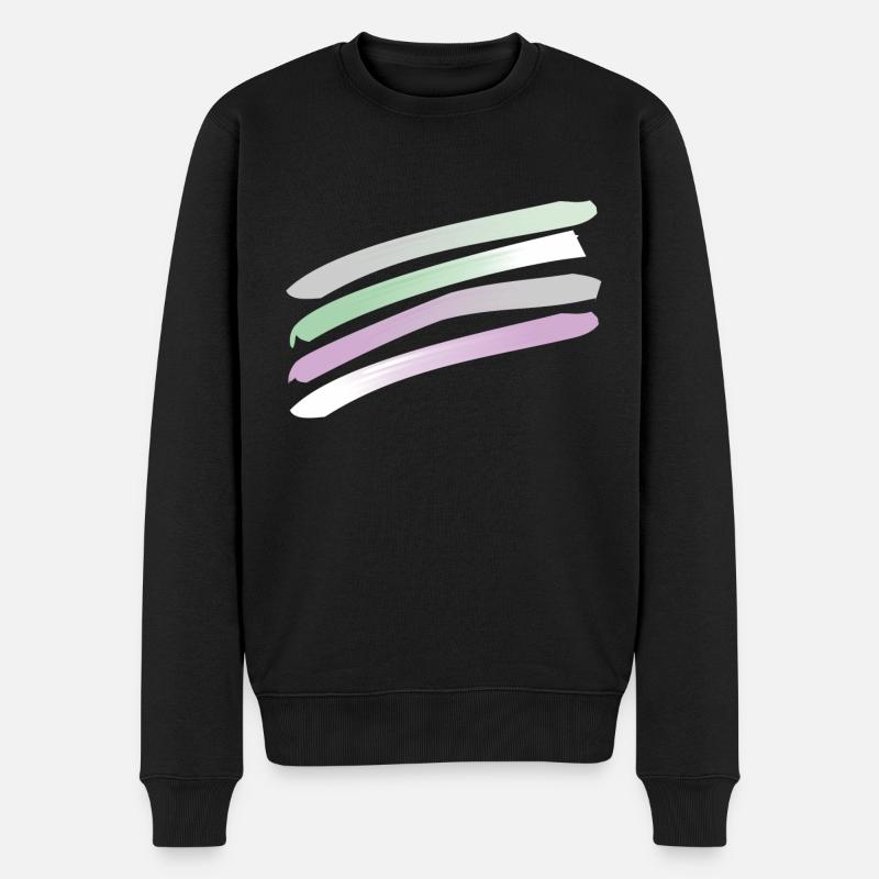Streifen in Pastellfarben - Männer Premium Bio Pullover - Schwarz