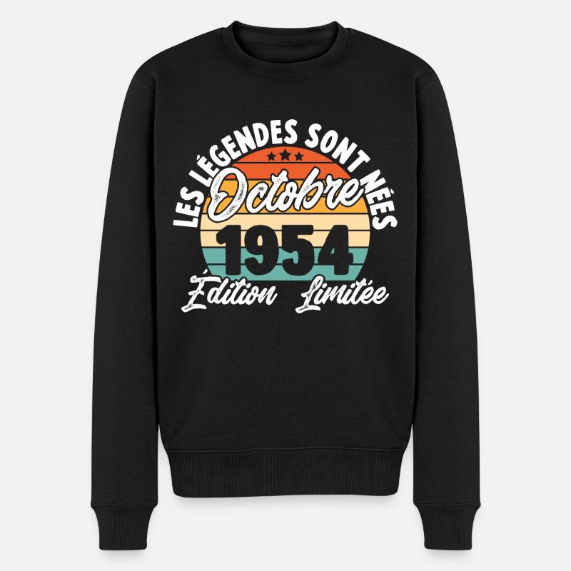 Cadeau Les légendes sont nées en Octobre 1954 - Pull Premium bio Homme - noir