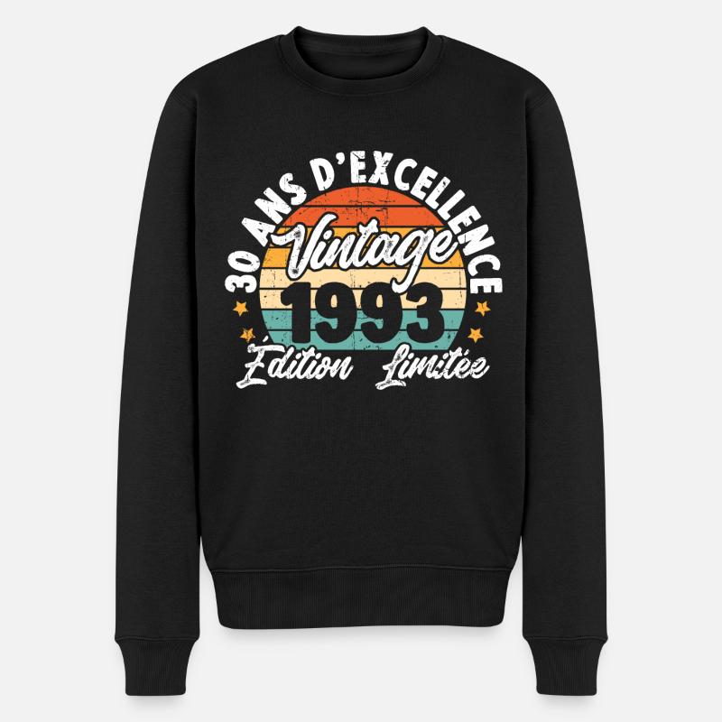 Vintage Cadeau D'anniversaire 30 Ans Vintage 1993 - Pull Premium bio Homme - noir