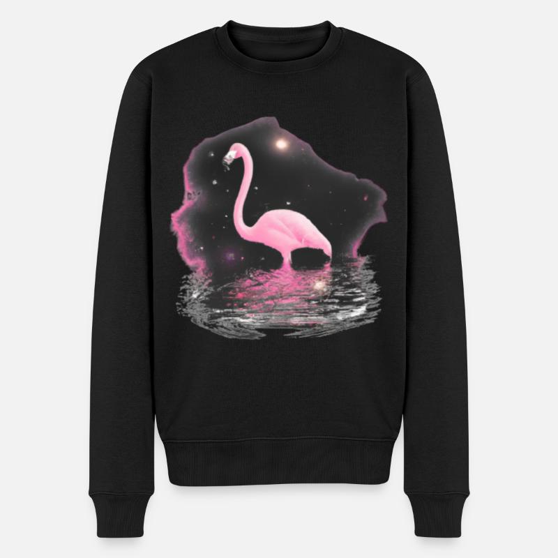 Flamingo Galaxie Weltall Geschenkidee rose trendy - Männer Premium Bio Pullover - Schwarz