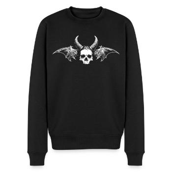 Crâne de démon avec des ailes. - Pull Premium bio Homme - noir - Devant - Nico (187cm)