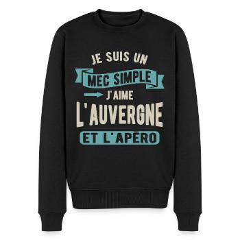 Un mec simple, auvergne et apéro - Pull Premium bio Homme - noir - Devant - Nico (187cm)