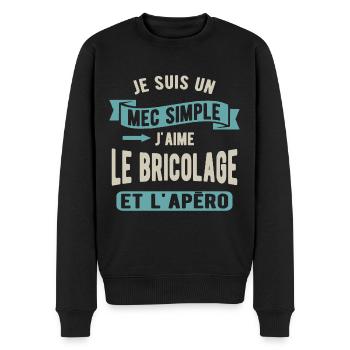 Un mec simple, bricolage et apéro - Pull Premium bio Homme - noir - Devant - Nico (187cm)