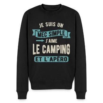 Un mec simple, camping et apéro - Pull Premium bio Homme - noir - Devant - Nico (187cm)