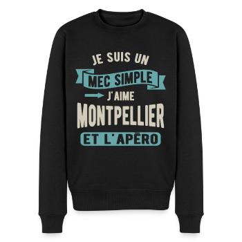 Un mec simple, montpellier et apéro - Pull Premium bio Homme - noir - Devant - Nico (187cm)