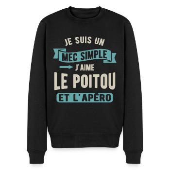 Un mec simple, poitou et apéro - Pull Premium bio Homme - noir - Devant - Nico (187cm)