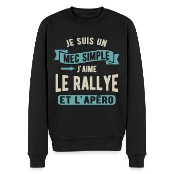 Un mec simple, rallye et apéro - Pull Premium bio Homme - noir - Devant - Nico (187cm)