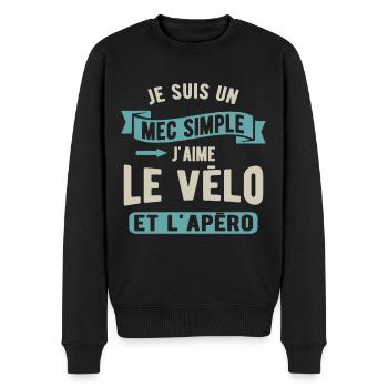 Un mec simple, vélo et apéro - Pull Premium bio Homme - noir - Devant - Nico (187cm)
