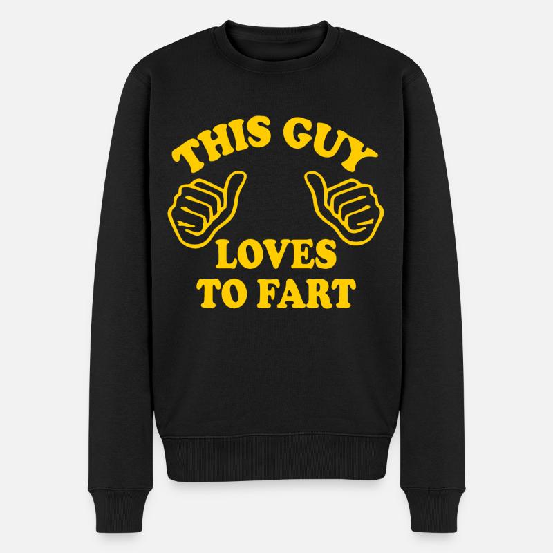 This guy loves to fahrt - Männer Premium Bio Pullover - Schwarz