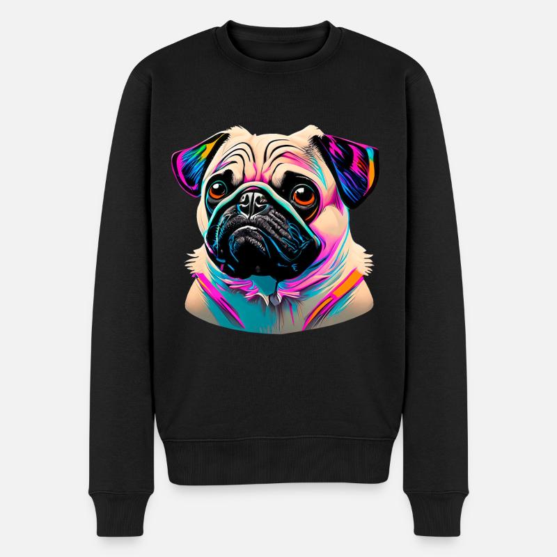 Mops Kopf Pug Graffiti - Männer Premium Bio Pullover - Schwarz