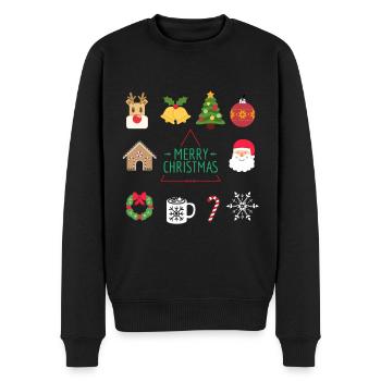 Fröhliche Weihnachten - Männer Premium Bio Pullover - Schwarz - Vorne - Nico (187cm)