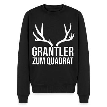 Grantler zum Quadrat. Grantln grantig Lausbua. - Männer Premium Bio Pullover - Schwarz - Vorne - Nico (187cm)
