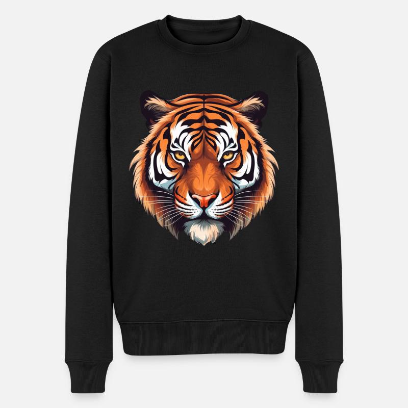 Tigerkopf Tigerliebhaber - Männer Premium Bio Pullover - Schwarz