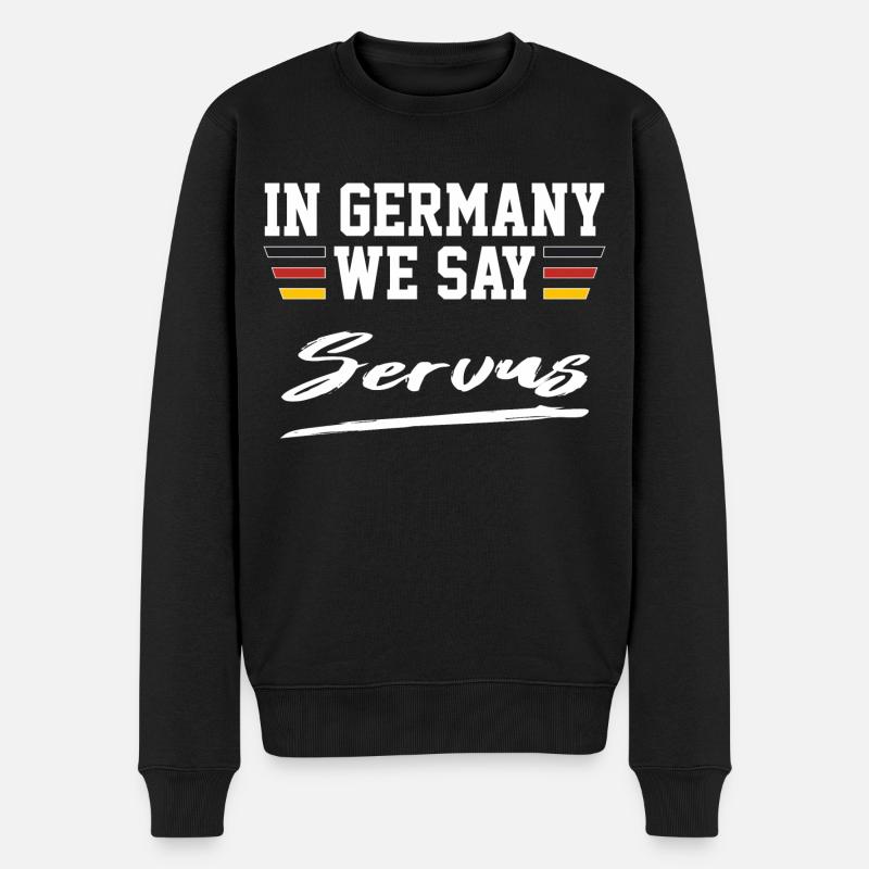 In Germany we say Servus - Begrüßung Bayern - Männer Premium Bio Pullover - Schwarz