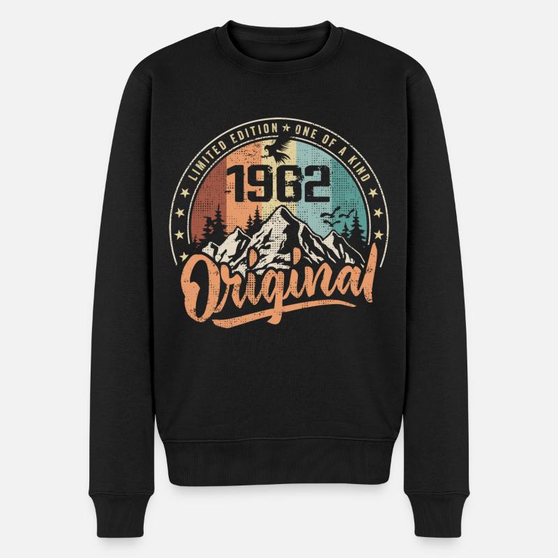 Original 1962 Retro Geburtstagsgeschenk Geboren 1962 - Männer Premium Bio Pullover - Schwarz