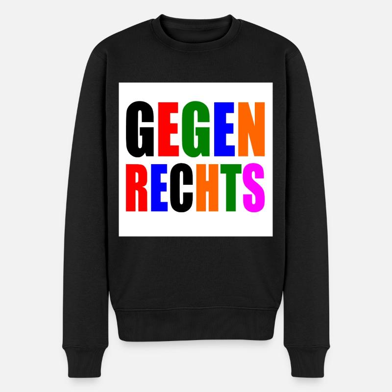 Gegen rechts - Männer Premium Bio Pullover - Schwarz