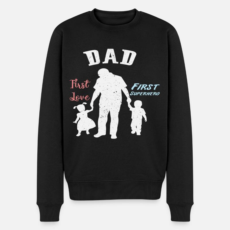 Vater und Sohn - Vater und Tochter schenken Vater - Männer Premium Bio Pullover - Schwarz