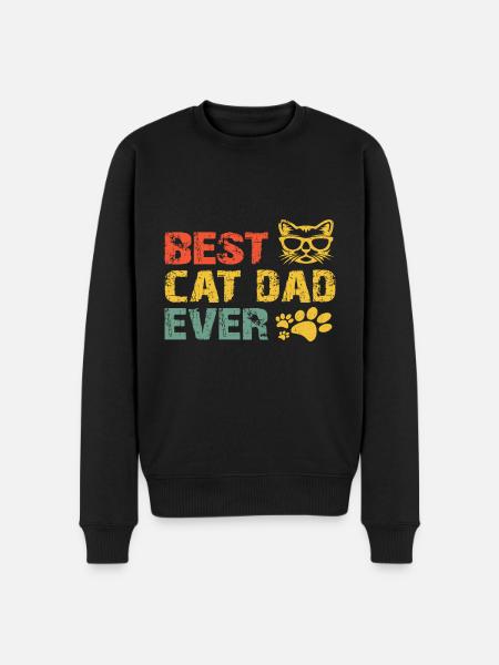 Vater der Katze - Männer Premium Bio Pullover - Schwarz
