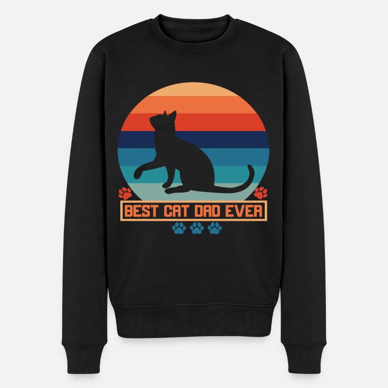 Vater der Katze - Männer Premium Bio Pullover - Schwarz