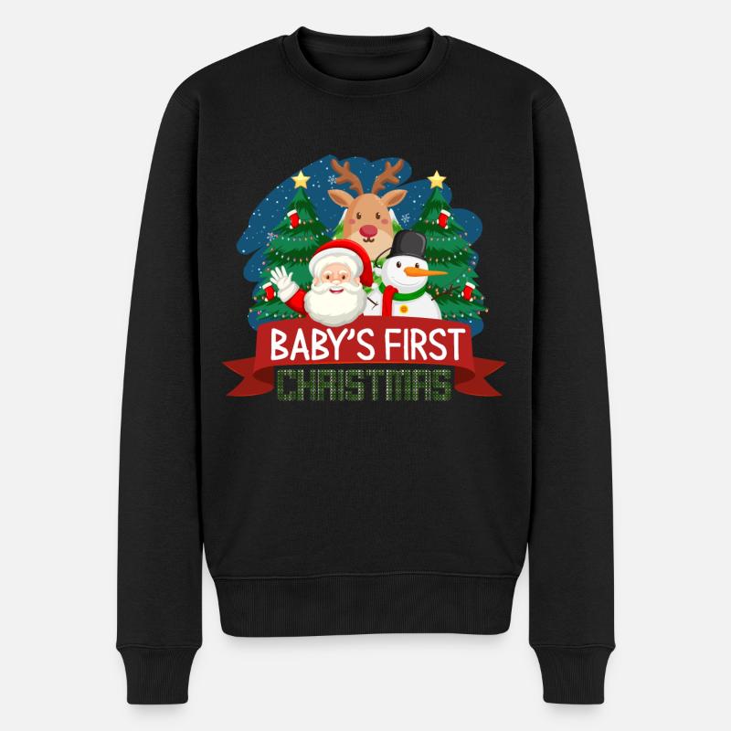 Babys erstes Weihnachtsgeschenk - Männer Premium Bio Pullover - Schwarz