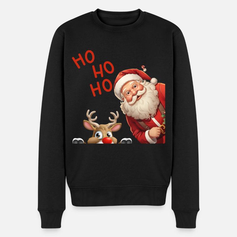 ho ho ho Weihnachtsmann - Männer Premium Bio Pullover - Schwarz