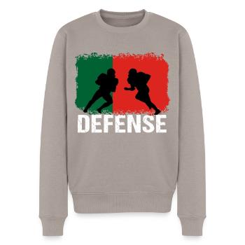 American Football Portugal Defense - Männer Premium Bio Pullover - Taupe - Vorne - Nico (187cm)